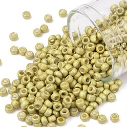 TOHO Round Seed Beads, Japanese Seed Beads, Frosted, (559F) Matte Galvanized Golden Pear, 8/0, 3mm, Hole: 1mm, about 220pcs/10g