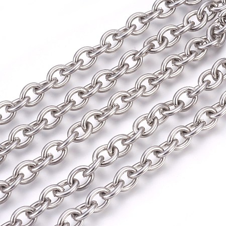 Honeyhandy 304 Stainless Steel Cable Chains, Unwelded, Oval, Stainless Steel Color, 10x8x2mm