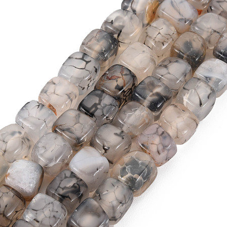 Natural Agate Beads Strands, Dyed & Heated, Cube, Dark Gray, 5~8x4~8x4~6mm, Hole: 1.2mm, about 65pcs/strand, 13.58~13.98 inch(34.5~35.5cm)