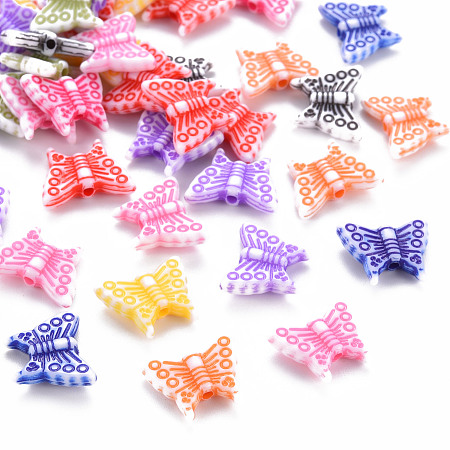 Arricraft Craft Style Acrylic Beads, Butterfly, Mixed Color, 12x15x3.5mm, Hole: 1.5mm, about 1750pcs/500g