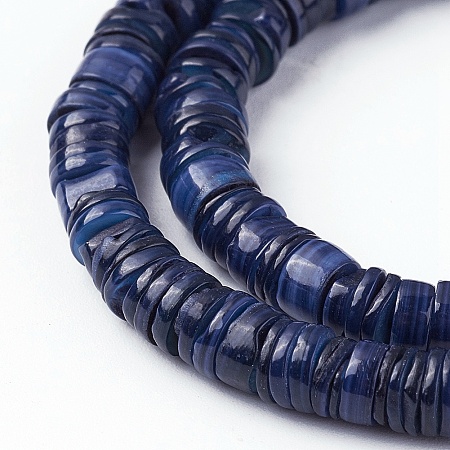 ARRICRAFT Shell Beads Strands, Dyed, Nuggets, Prussian Blue, 4.9~6x0.4~6mm, Hole: 1.4mm,  about 15.94 inches~16.14 inches(40.5~41cm)