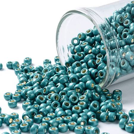 Honeyhandy TOHO Round Seed Beads, Japanese Seed Beads, (PF569F) PermaFinish Turquoise Metallic Matte, 8/0, 3mm, Hole: 1mm, about 222pcs/10g