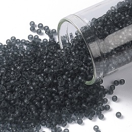 TOHO Round Seed Beads, Japanese Seed Beads, (9BF) Black Diamond Transparent Matte, 11/0, 2.2mm, Hole: 0.8mm, about 1110pcs/10g