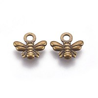 Honeyhandy Tibetan Style Charms, Lead Free and Nickel Free, Bee, Antique Bronze, 10x11x2mm, Hole: 2mm