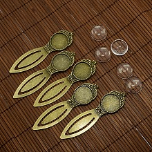 Honeyhandy 18mm Clear Domed Glass Cabochon Cover for Antique Bronze DIY Alloy Portrait Bookmark Making, Lead Free & Nickel Free, Bookmark Cabochon Settings: 80x22mm, Tray: 18mm