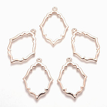 Honeyhandy Rack Plating Alloy Open Back Bezel Pendants, For DIY UV Resin, Epoxy Resin, Pressed Flower Jewelry, Cadmium Free & Nickel Free & Lead Free, Flower, Rose Gold, 36x25x2mm, Hole: 2mm