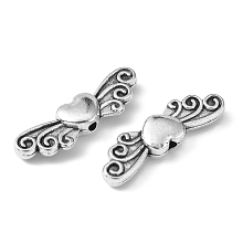 Honeyhandy Tibetan Style Alloy Beads, Cadmium Free & Nickel Free & Lead Free, Heart, Antique Silver, 24x7x4mm, Hole: 1mm