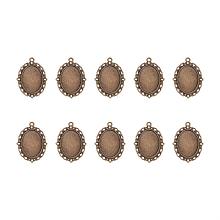 ARRICRAFT 10pcs Antique Bronze Oval Zinc Alloy Pendant Settings for Cabochon & Rhinestone DIY Findings for Jewelry Making