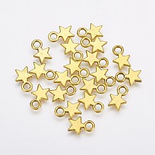 Honeyhandy Tibetan Style Stamping Blank Tag Charms Pendants, Christmas Star, Lead Free & Nickel Free, Antique Golden, 10x8x1mm, Hole: 2mm