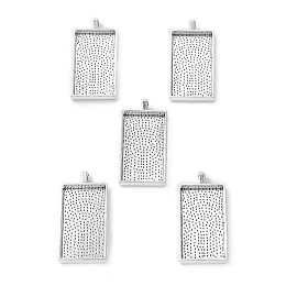 Honeyhandy Alloy Pendant Cabochon Settings, Plain Edge Bezel Cups, Cadmium Free & Nickel Free & Lead Free, Rectangle, Antique Silver, 59x27x7.5mm, Hole: 8x4mm, Tray: 47x24mm