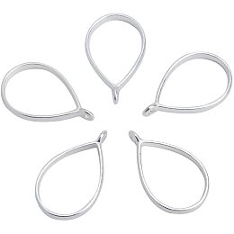 Pandahall Elite 100Pcs Alloy Open Back Bezel Pendants 33.9mm Long Drop Charms Hollow Frame Pendant Blanks for DIY Resin Pressed Flower Crafts Jewelry Making (Matte Silver)