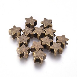 Honeyhandy Tibetan Style European Beads, Lead Free & Nickel Free, Star, Antique Bronze, 12x12x7mm, Hole: 4.5mm