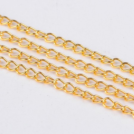 Honeyhandy Iron Twisted Chains, Unwelded, with Spool, Lead Free & Nickel Free, Golden, 5x3x0.8mm, about 328.08 Feet(100m)/roll