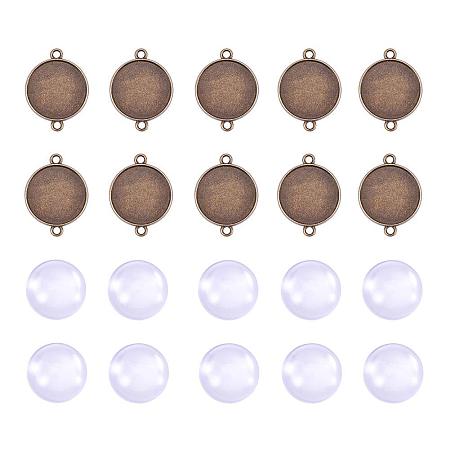 ARRICRAFT 10 Sets 20mm Clear Domed Magnifying Glass Cabochon Cover for 22x29x2.5mm Flat Round DIY Alloy Photo Connector Making, Connector Settings