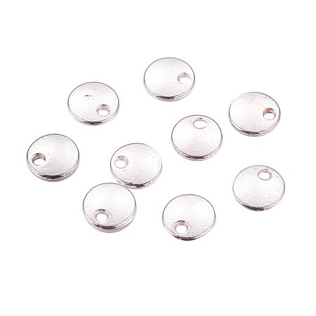 NBEADS Tibetan Style Silver Alloy Flat Round Blank Stamping Tags Pendants, Lead Free & Nickel Free, 8x1.6mm