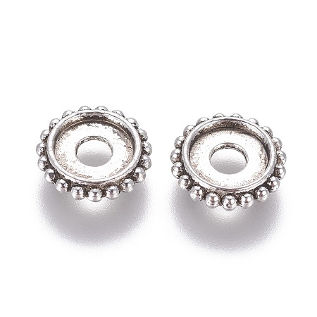 Honeyhandy Alloy Spacer Beads, Cadmium Free & Nickel Free & Lead Free, Rondelle, Antique Silver, 10x2mm, Hole: 3mm