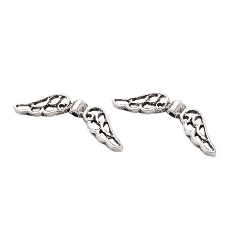 NBEADS Tibetan Style Alloy Antique Silver Birds Wing Spacer Loose Beads, Lead Free & Nickel Free, 21x6x2.5mm, Hole: 1mm