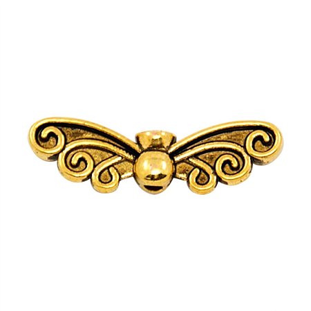 NBEADS 500pcs Tibetan Style Alloy Antique Golden Butterfly Spacer Loose Beads, Cadmium Free & Nickel Free & Lead Free, 22x6x4mm