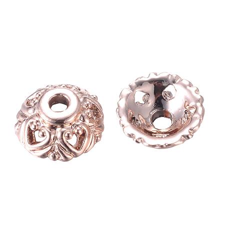 ARRICRAFT 10pcs Unfading Rose Gold Alloy Bead Caps for Jewelry Making Craft, Apetalous, 10x4mm, Hole: 1mm