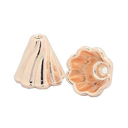 ARRICRAFT 10pcs Unfading Rose Gold Apetalous Alloy Bead Cones for Jewelry Making Craft, 14x12mm, Hole: 2mm