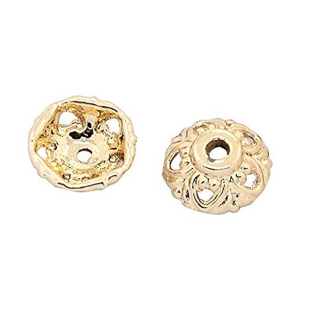 ARRICRAFT 10pcs Unfading Golden Tone Alloy Bead Caps for Jewelry Making Craft, Apetalous, 10x4mm, Hole: 1mm