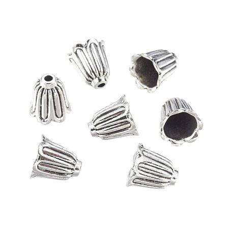 ARRICRAFT 10pcs 7-Petal Unfading Antique Silver Alloy Flower Bead Caps for Jewelry Making Craft, 11x10mm, Hole: 2mm
