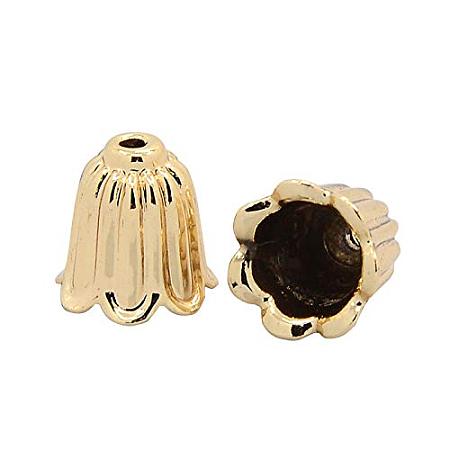 ARRICRAFT 10pcs 7-Petal Unfading Golden Alloy Flower Bead Caps for Jewelry Making Craft, 11x10mm, Hole: 2mm