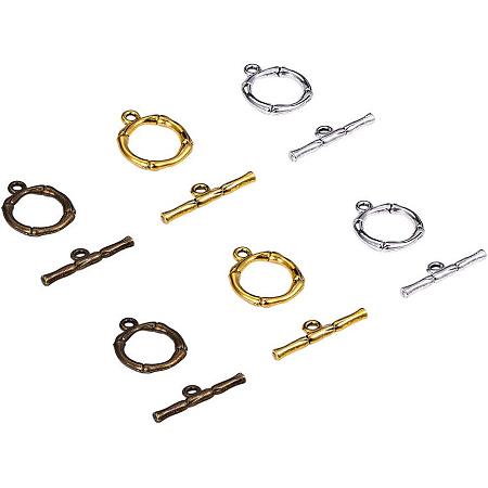PandaHall Elite 60 Sets 3 Color Antique Toggle Clasps Tibetan Bracelet Jewelry Ring Clasp for Necklace Bracelet Jewelry Making