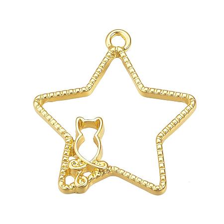 ARRICRAFT 100pcs Alloy Star Shape Open Back Bezel Pendants with Loop for UV Resin Crafts Jewelry Making, Golden