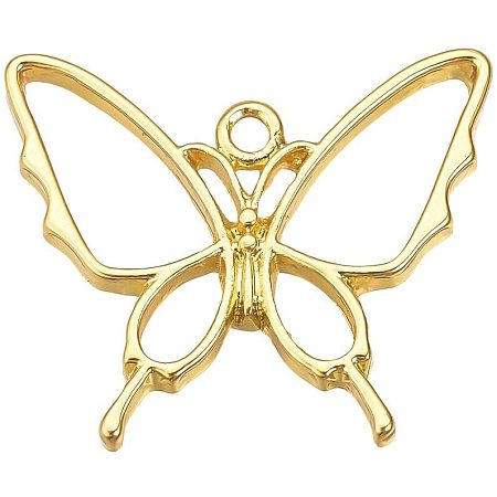 Arricraft 100Pcs Alloy Open Back Bezel Pendants Butterfly Charms Pendants for DIY Resin Pressed Flower Crafts Jewelry Making (Golden)