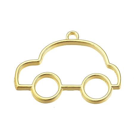 ARRICRAFT 100pcs Alloy Car Shape Open Back Bezel Pendants with Loop for UV Resin Crafts Jewelry Making, Golden