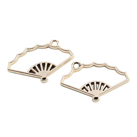ARRICRAFT 100pcs Alloy Fan Shape Open Back Bezel Pendants with Loop for UV Resin Crafts Jewelry Making, Golden