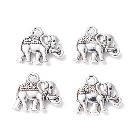 ARRICRAFT Vintage Elephant Charms, Tibetan Style Alloy Pendants, Lead Free and Nickel Free, Antique Silver, 12x14x3mm, Hole: 1.6mm