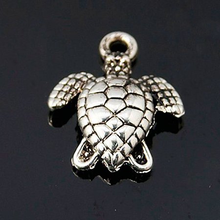 NBEADS Tortoise Alloy Charms about 250pcs/bag Nickel Free and Lead Free Antique Silver, 16x13x3mm