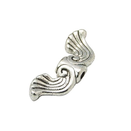 NBEADS 1000pcs Tibetan Style Beads, Lead Free & Cadmium Free & Nickel Free, Antique Silver Color, Wing, 19x7.5x3.5mm, Hole: 1.5mm