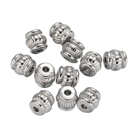 NBEADS 1000pcs Tibetan Style Beads, Lead Free & Nickel Free, Barrel, Platinum, 5x5x5mm, Hole: 1.5mm
