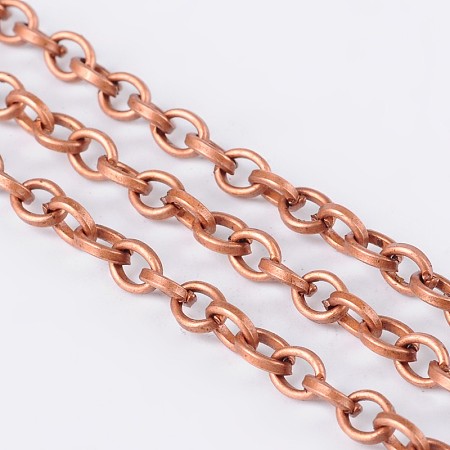 Honeyhandy Iron Cable Chains, Unwelded, Round, Red Copper, 5x4x1mm