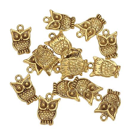 NBEADS 50 Pcs Antique Golden Zinc Alloy Tibetan Style Owl Pendants Charm Necklace Pendant for Necklace Jewelry Making, Lead Free and Nickel Free