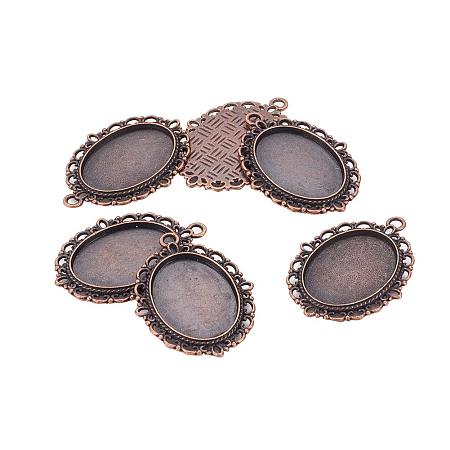 ARRICRAFT 10pcs Zinc Alloy Pendant Settings for Cabochon & Rhinestone DIY Findings for Jewelry Making Lead Free & Cadmium Free & Nickel Free Oval Red Copper Color 39x29x2mm