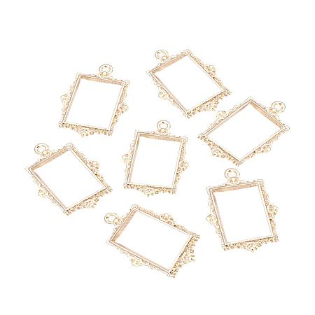 ARRICRAFT 10 pcs Alloy Rectangle Open Back Bezel Pendants with Loop for UV Resin Crafts Jewelry Making, Light Gold