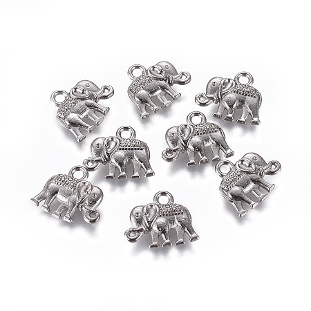 Honeyhandy Vintage Elephant Charms, Tibetan Style Alloy Charms, Cadmium Free & Nickel Free & Lead Free, Gunmetal, 12x14x2.5mm, Hole: 1mm