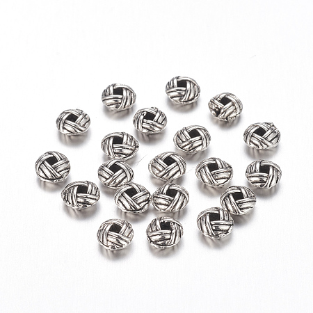 ARRICRAFT Zinc Alloy Spacer Beads, Flat Round, Cadmium Free & Nickel Free & Lead Free, Antique Silver, 6x3.2mm, Hole: 2mm