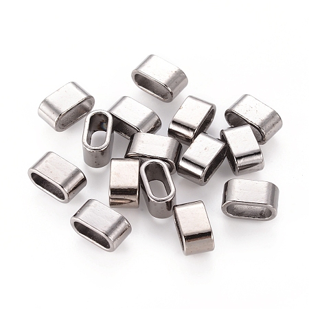 Honeyhandy Tibetan Style Slider Charms for Leather Bracelet Making, Lead Free and Nickel Free, Rectangle, Gunmetal, Size: about 13mm long, 7mm wide, 7mm thick, hole: 5mm