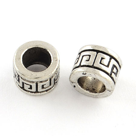 Honeyhandy Tibetan Style Alloy Beads, Large Hole Column Beads, Cadmium Free & Nickel Free & Lead Free, Antique Silver, 9x7mm, Hole: 6mm