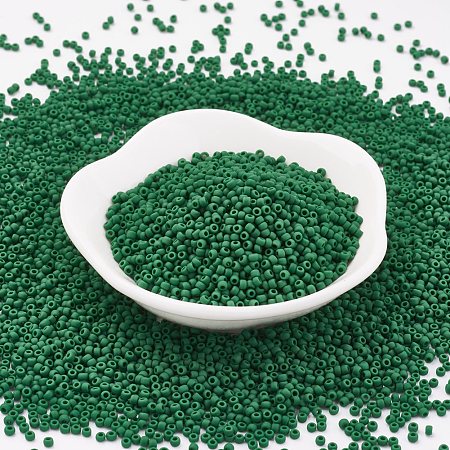 TOHO Japanese Seed Beads, Round, 11/0 Matte Opaque, Dark Green, 2x1.5mm, Hole: 0.5mm, about 933pcs/10g