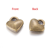 Honeyhandy Tibetan Style Alloy Charms, Cadmium Free & Lead Free, Heart, Antique Bronze, 8x7x2.5mm, Hole: 2mm