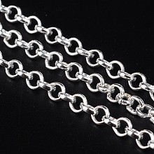 Honeyhandy Iron Rolo Chain, Unwelded, with Spool, Lead Free, Silver, 4x1mm, about 164.04 Feet(50m)/roll