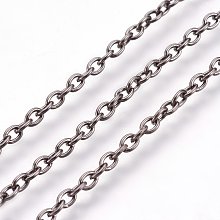 Honeyhandy Iron Cable Chains, for DIY Jewelry Making, with Spool, Unwelded, Oval, Gunmetal, Lead Free, 3x2x0.5mm, about 328.08 Feet(100m)/roll