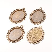 Honeyhandy Zinc Alloy Pendant Settings for Cabochon & Rhinestone, DIY Findings for Jewelry Making, Lead Free and Cadmium Free, Oval, Antique Bronze, Tray: 25x18mm, 39x29x2mm, Hole: 2mm