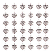 PandaHall Elite 100pcs Antique Silver Tibetan Alloy Hollow Sweet Heart Charms 18x15mm for DIY Jewelry Making